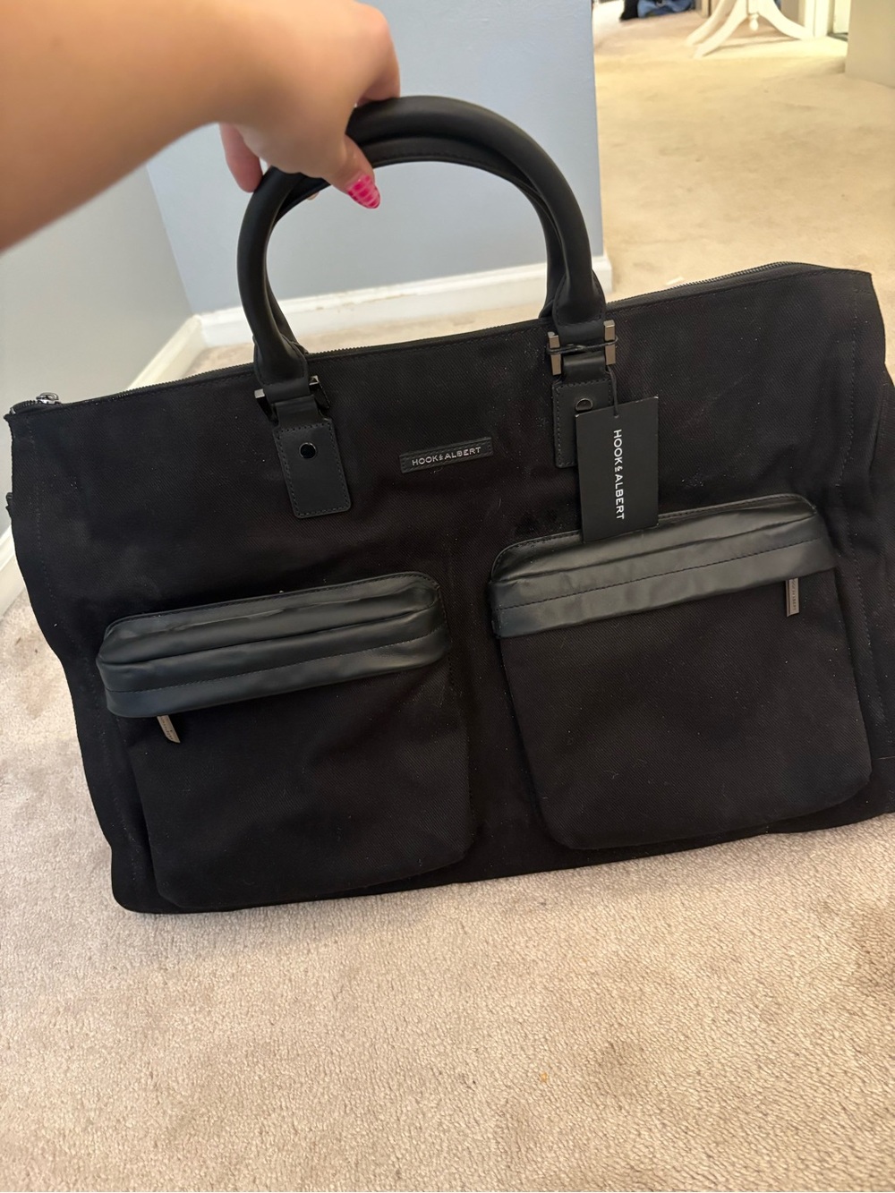 Black Men's Dual-Pocket Briefcase